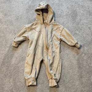 Beige Kids Footie with Bow Pattern